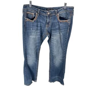 Shyanne Women’s Cotton Blend Embroidered Straight Shy Jeans Blue western 32